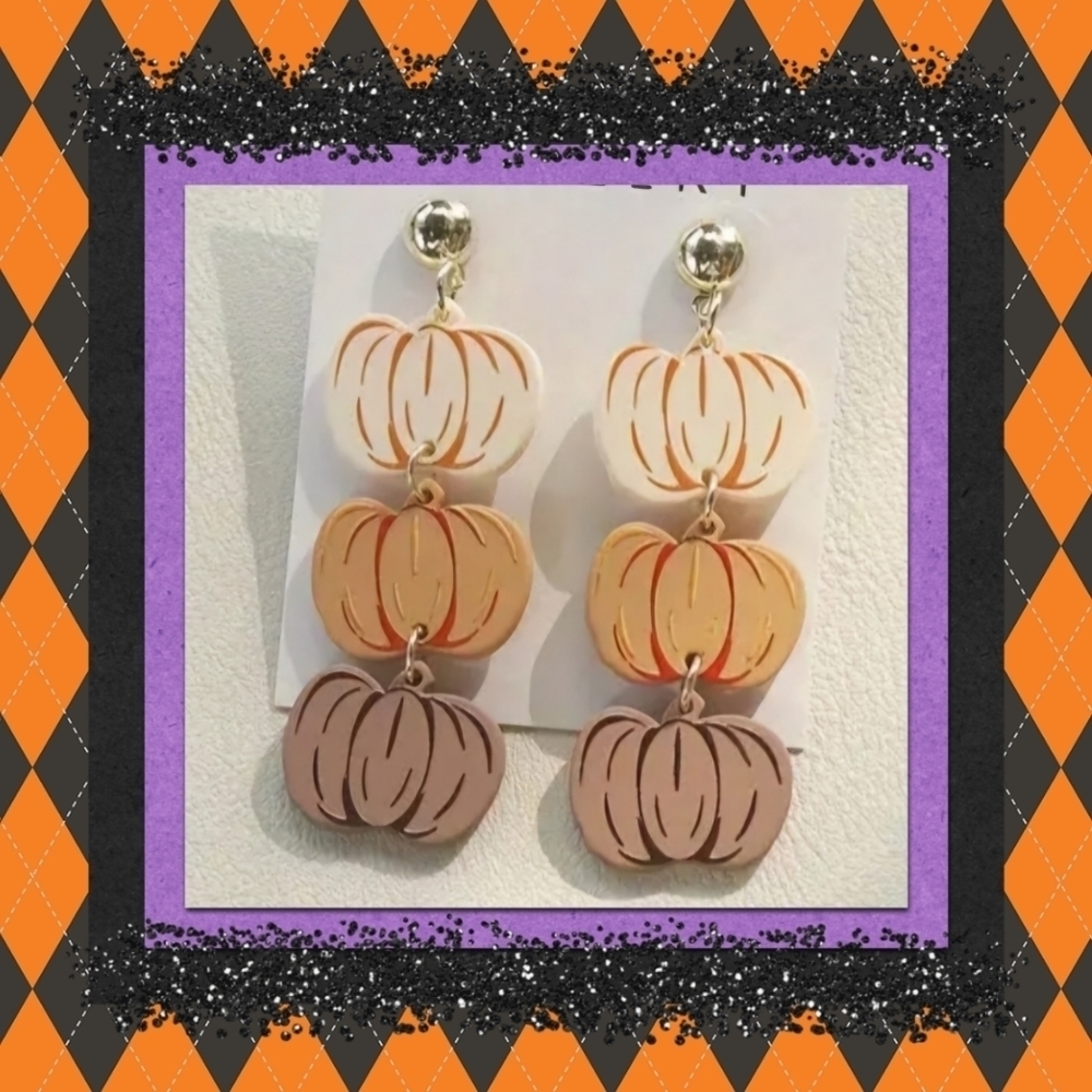 Pumpkin Dangle Earrings, NEW!